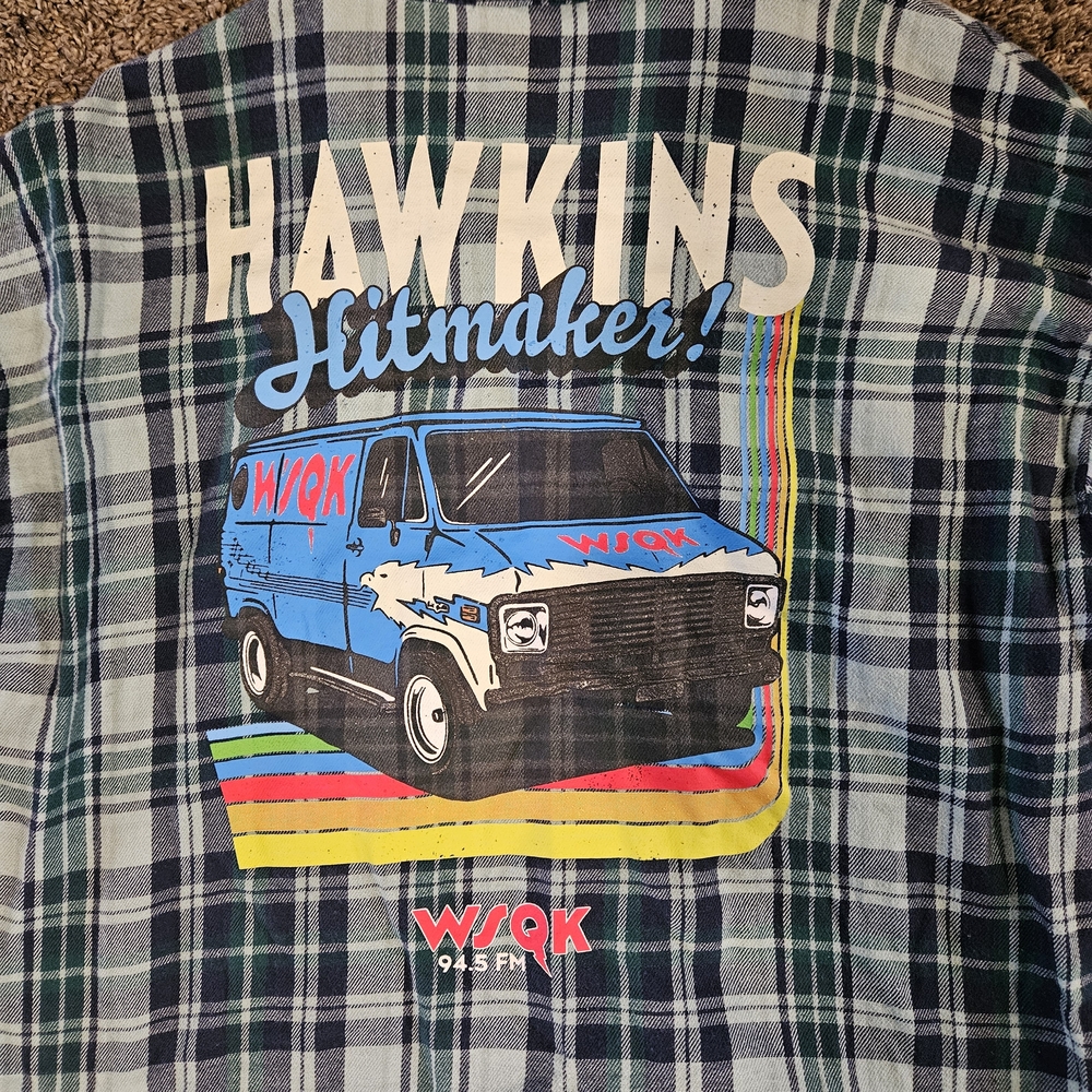 WSQK Blue Plaid Button Down Shirt